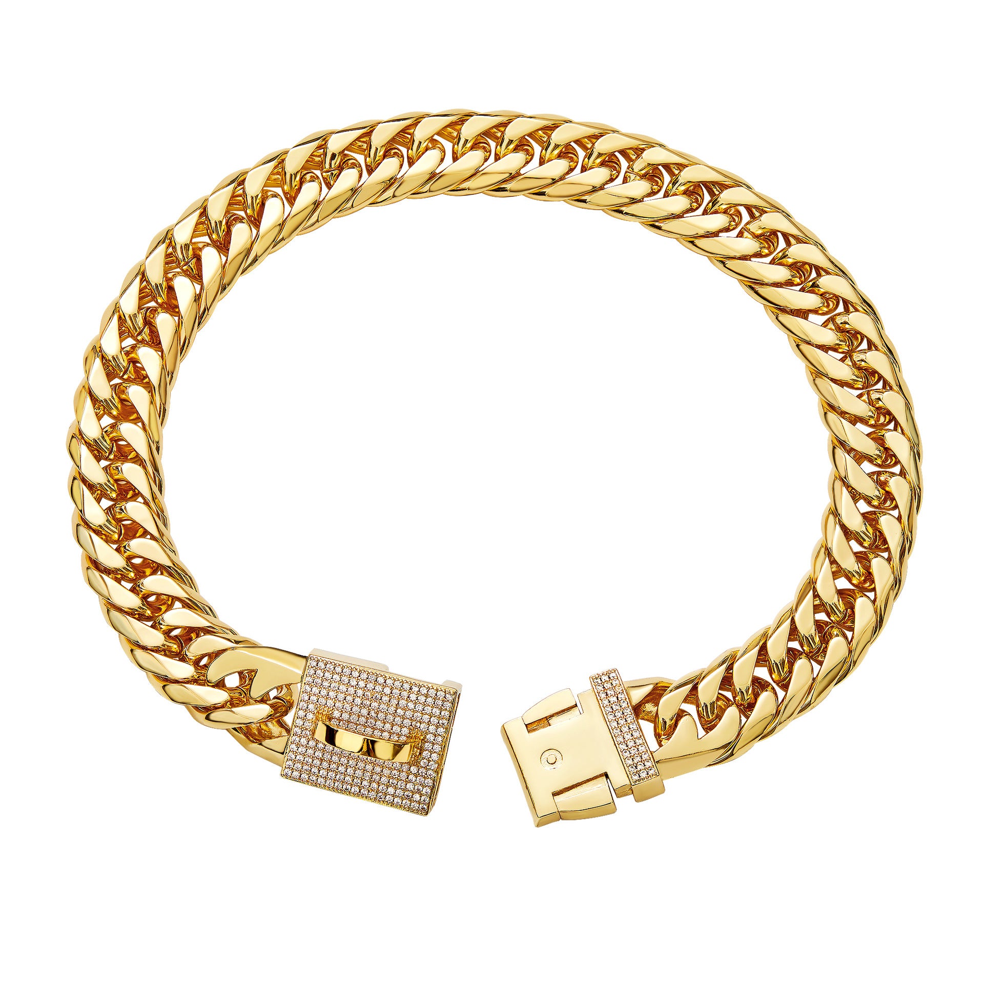 Stainless Steel Double Woven Chain Golden Dog Necklace