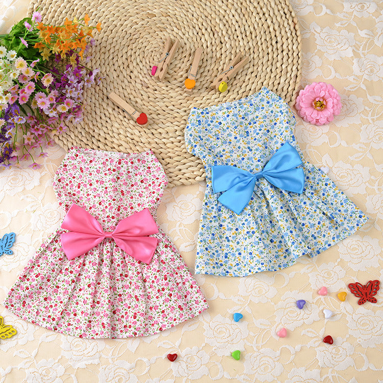 Dress Bowknot Floral Dog Breathable Cute Princess Dress