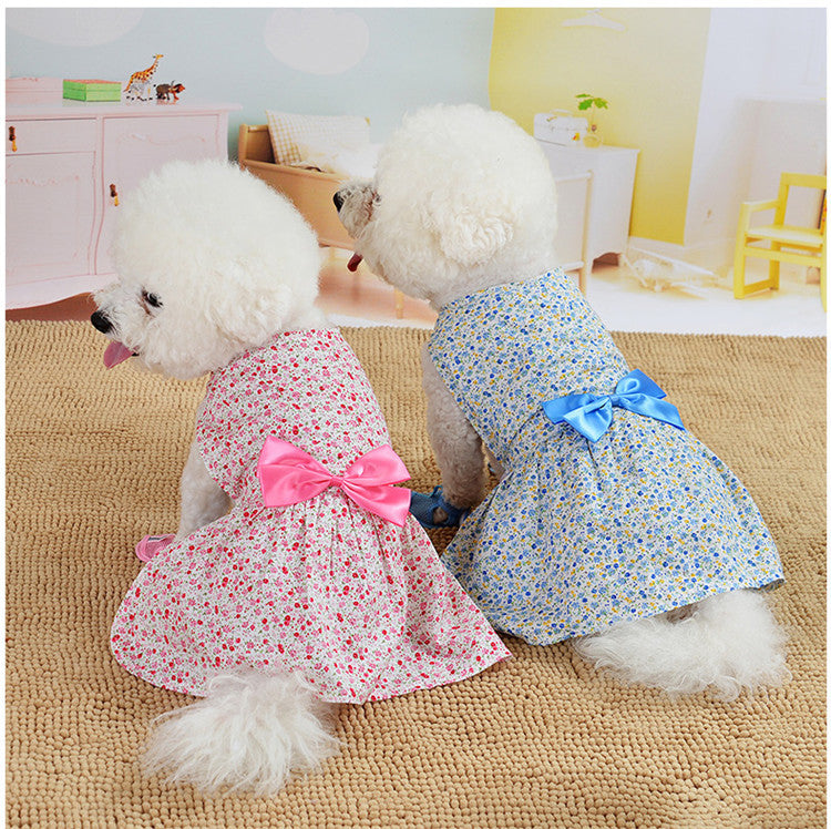 Dress Bowknot Floral Dog Breathable Cute Princess Dress