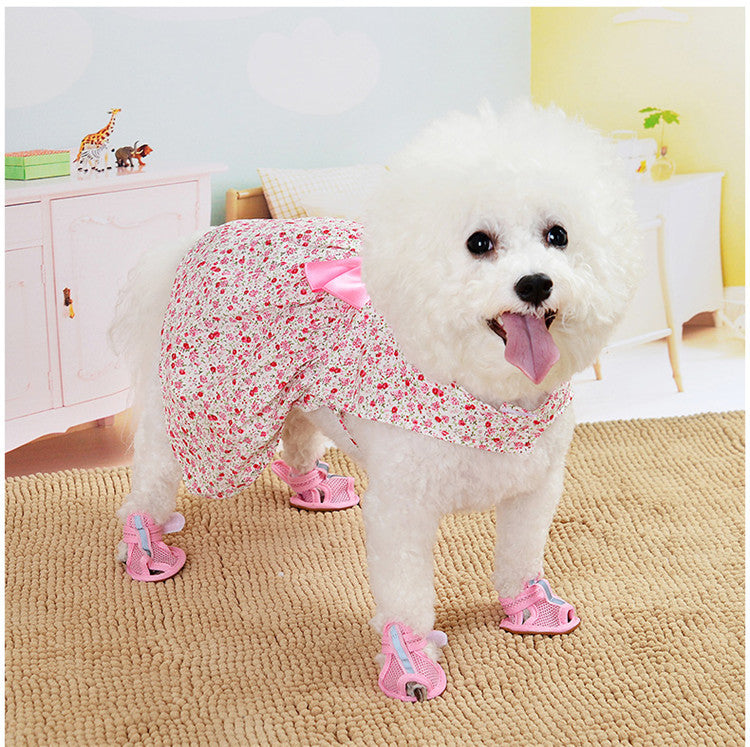Dress Bowknot Floral Dog Breathable Cute Princess Dress