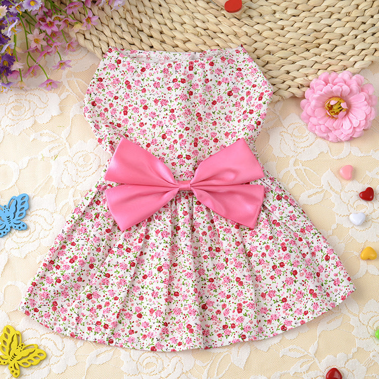 Dress Bowknot Floral Dog Breathable Cute Princess Dress