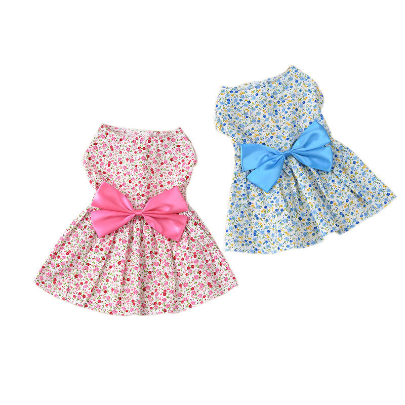 Dress Bowknot Floral Dog Breathable Cute Princess Dress