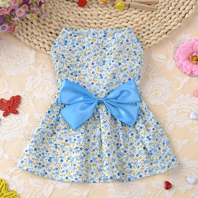 Dress Bowknot Floral Dog Breathable Cute Princess Dress