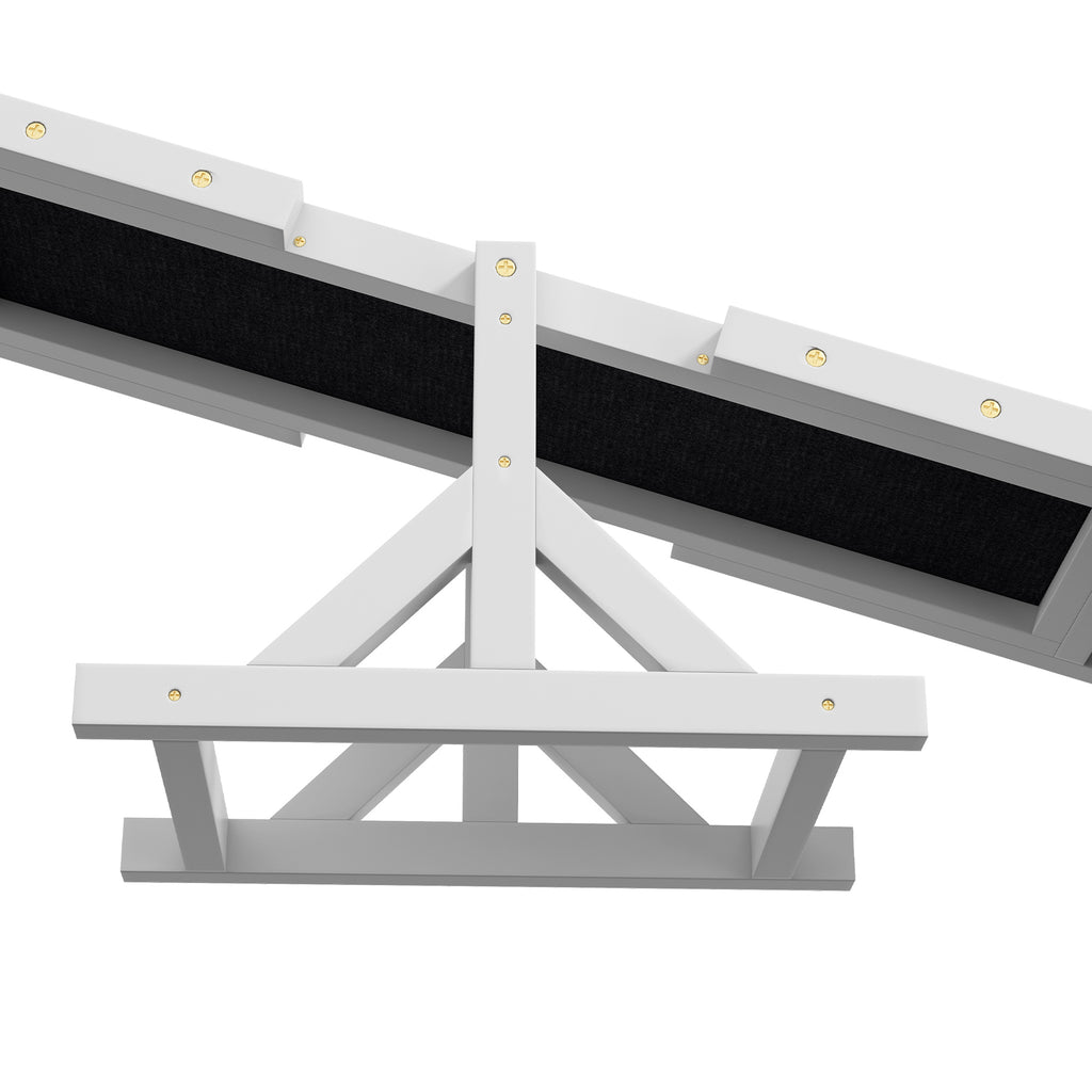 Wooden Dog Agility Seesaw for Training and Exercise, White