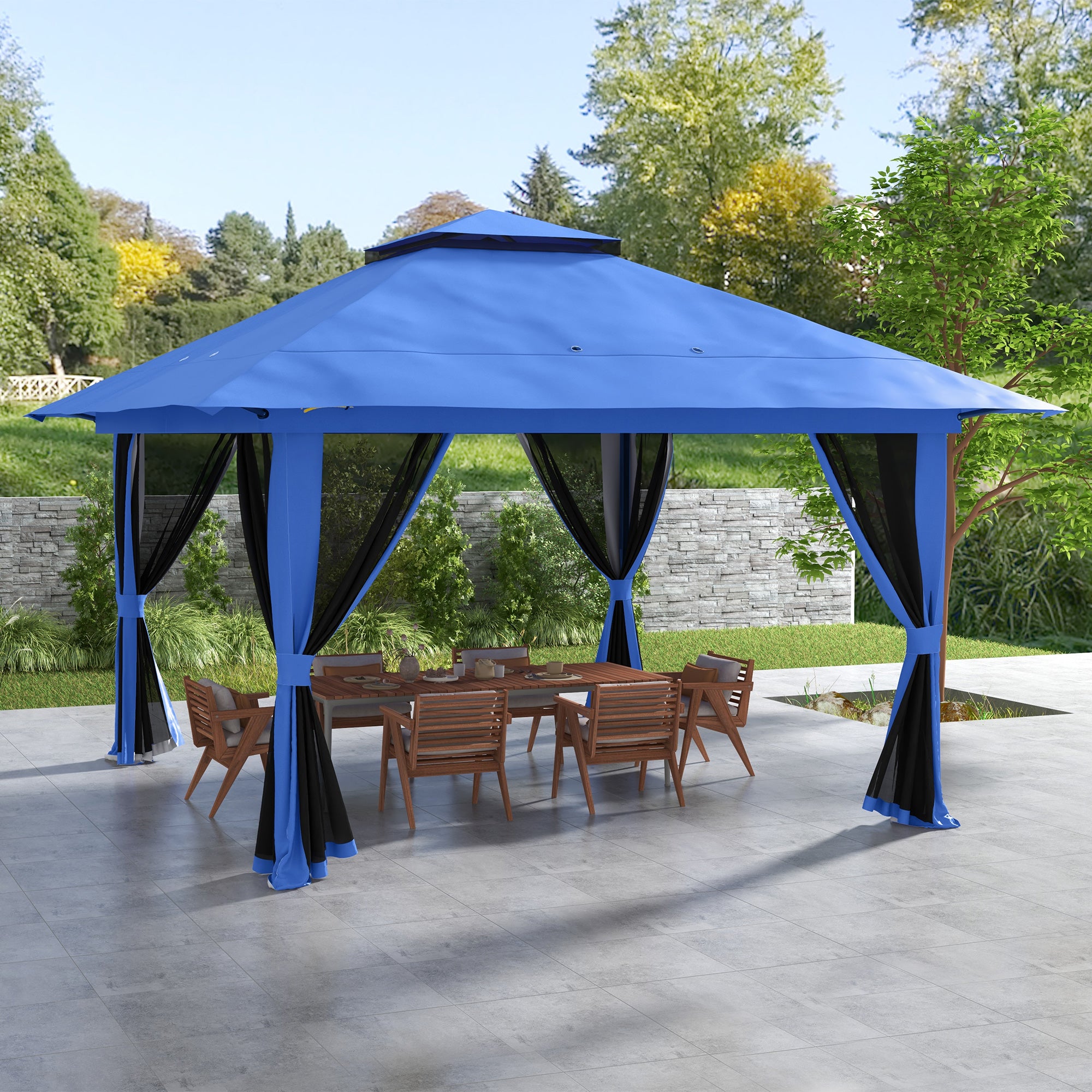 13' x 13' Pop Up Gazebo Instant Canopy Tent Shelter with 2-Tier Roof ...