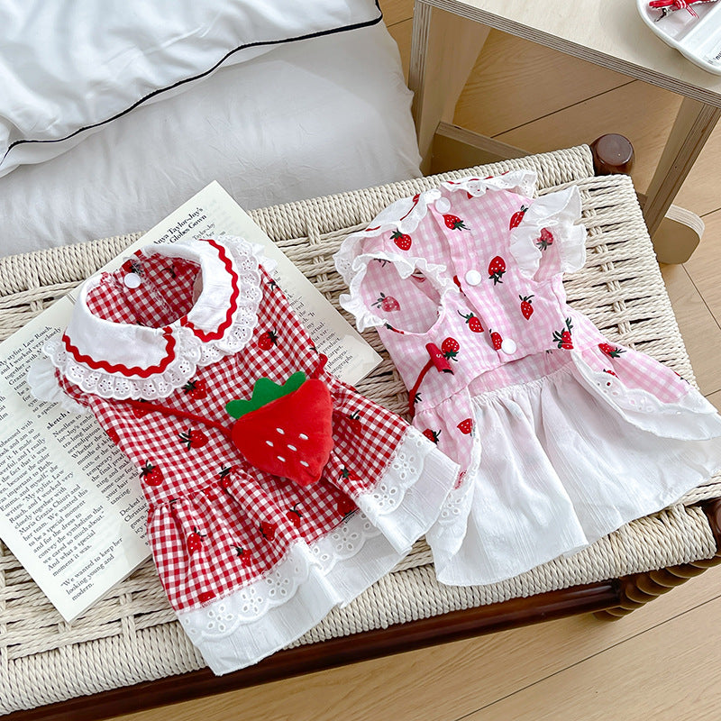 Cute Dog Pet Clothes Strawberry Dress