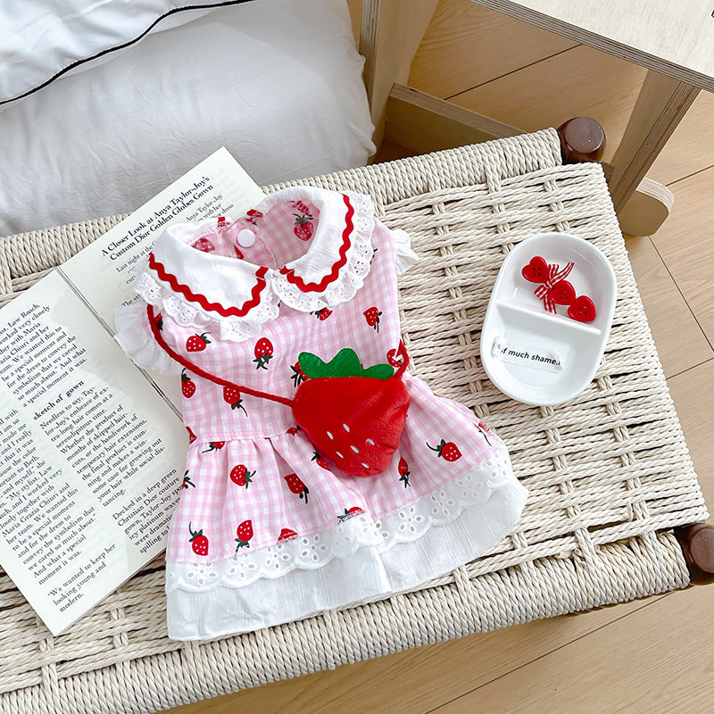 Cute Dog Pet Clothes Strawberry Dress