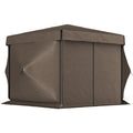 12' x 12' Hexagonal Pop Up Gazebo Canopy Tent with 5 Sidewalls, Outdoor Canopy Shelter with Carry Bag, Brown