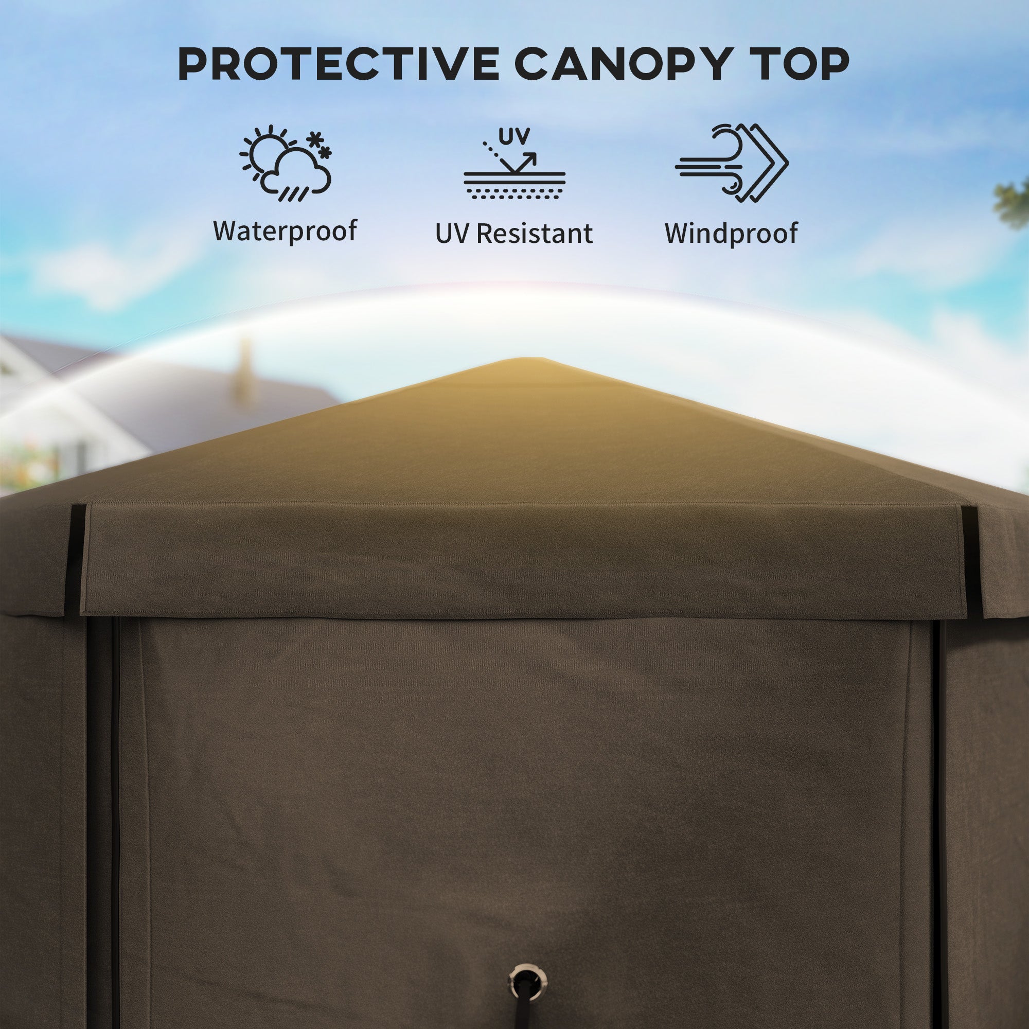 12' x 12' Hexagonal Pop Up Gazebo Canopy Tent with 5 Sidewalls, Outdoor Canopy Shelter with Carry Bag, Brown