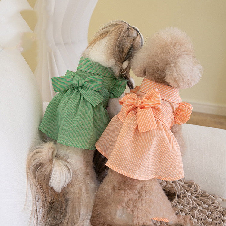 Shirt Design Dog Pet Bowknot Dress For Spring Summer