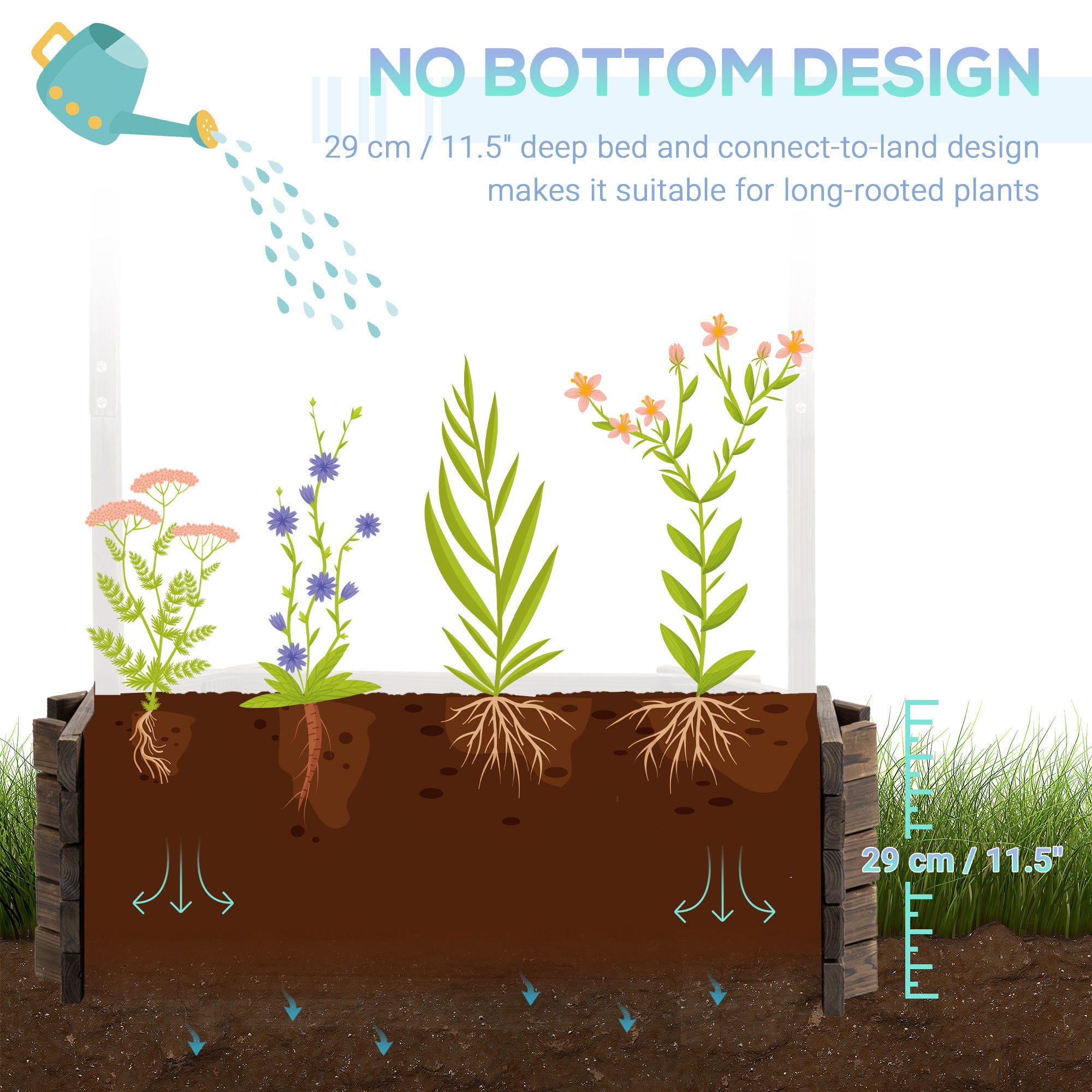 Wishing Well Planter, Wooden Raised Garden Bed, Ornamental Outdoor Flower Planter for Outdoor Garden, Yard, Lawn, and Home Decor