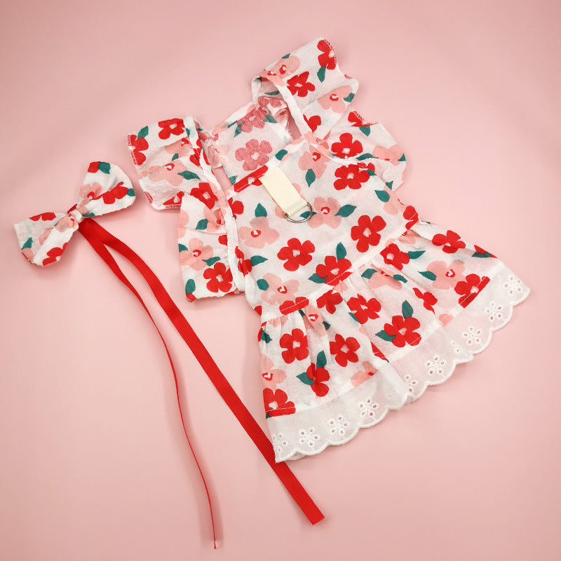 Pet Dog And Cat Print Floral Dress