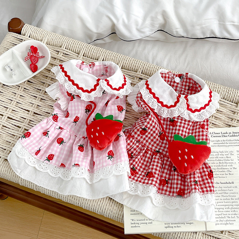 Cute Dog Pet Clothes Strawberry Dress